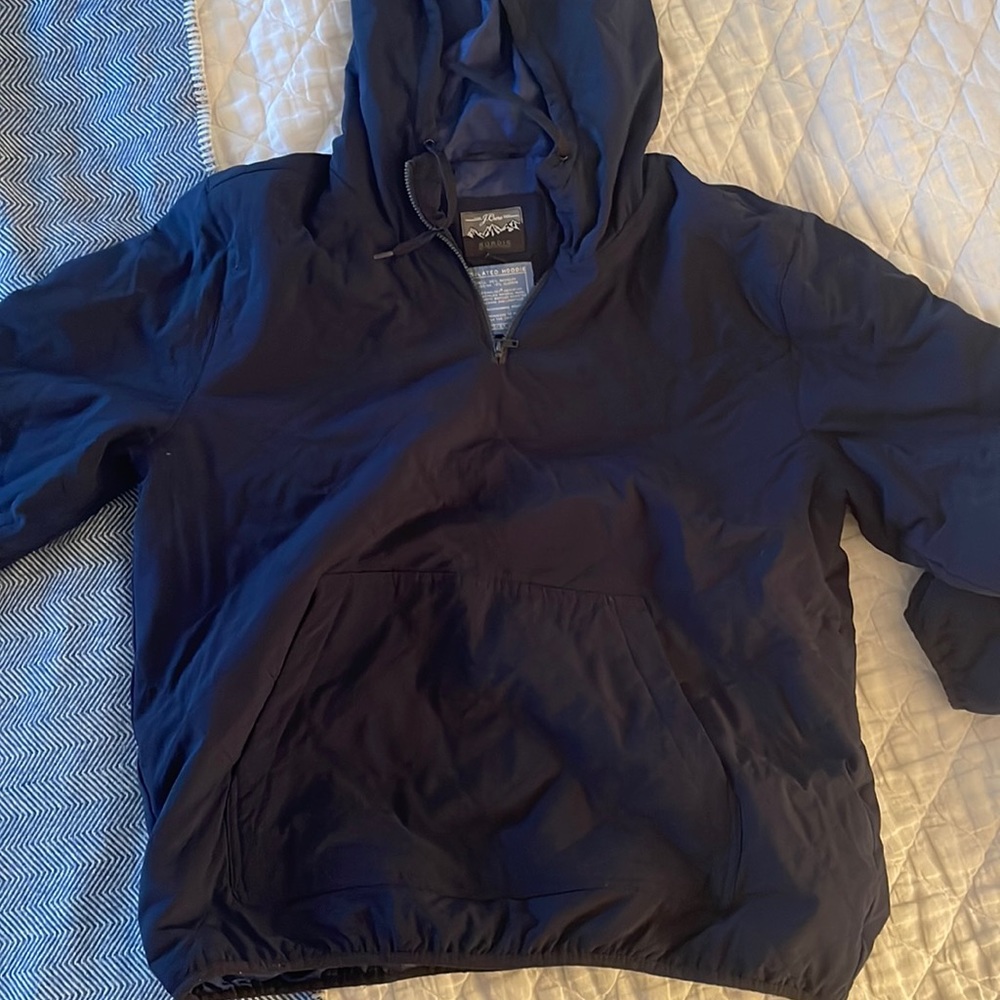 Navy insulated jcrew hoodie.